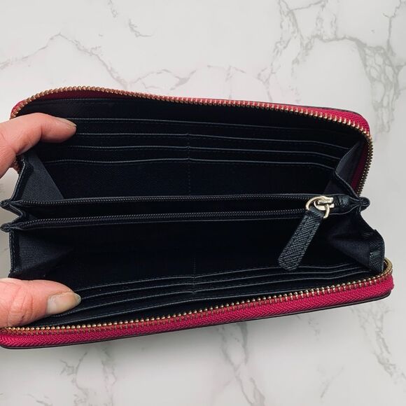 Diane Von Furstenberg Dark Pink Zip Around Wallet - Picture 8 of 13